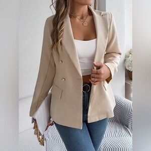 Decorative Pocket Flap Lapel Collar Long Sleeve Blazer